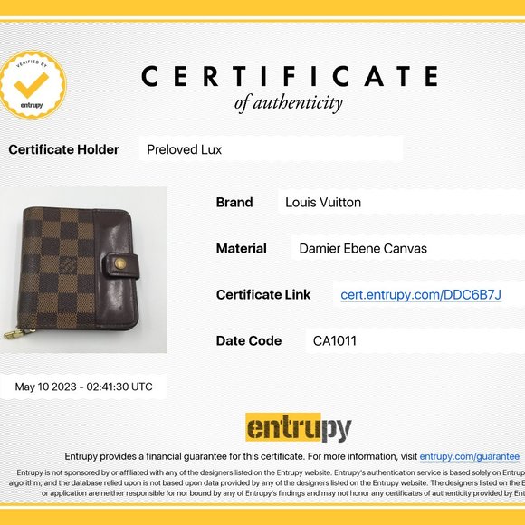 Authentic Louis Vuitton Damier DE Compact Wallet - Picture 10 of 10